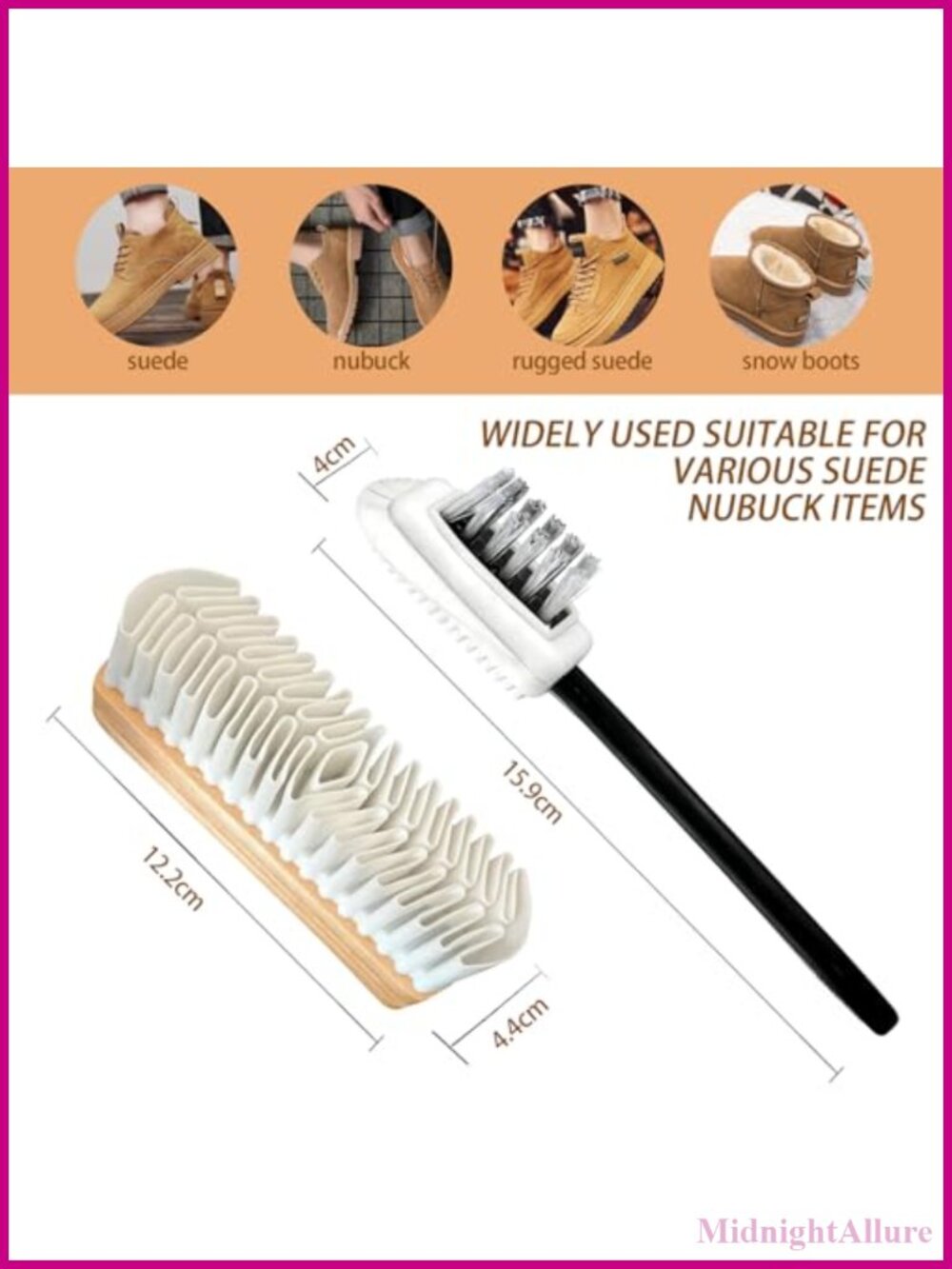 Suede & Nubuck Shoe Brush Cleaner Kit, 3-Piece Wood Handle - Picture 4 of 6